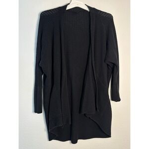 Express Womens Black Open Front Cardigan Sweater Dolman Sleeve Pockets Small